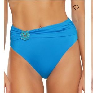 Blue High-Waisted Swim Bottom
